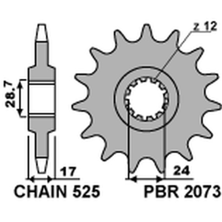 Pinion fata PBR 2073 15 pentru Honda CB 600 Hornet '97-'06, CBR 600F '97-'98, CBF 600 '04-'07