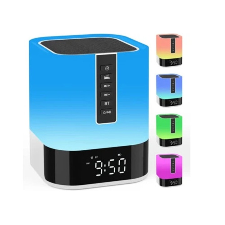 Radio cu ceas portabil, lampa de noapte tactila, muzica MP3, zgomot alb