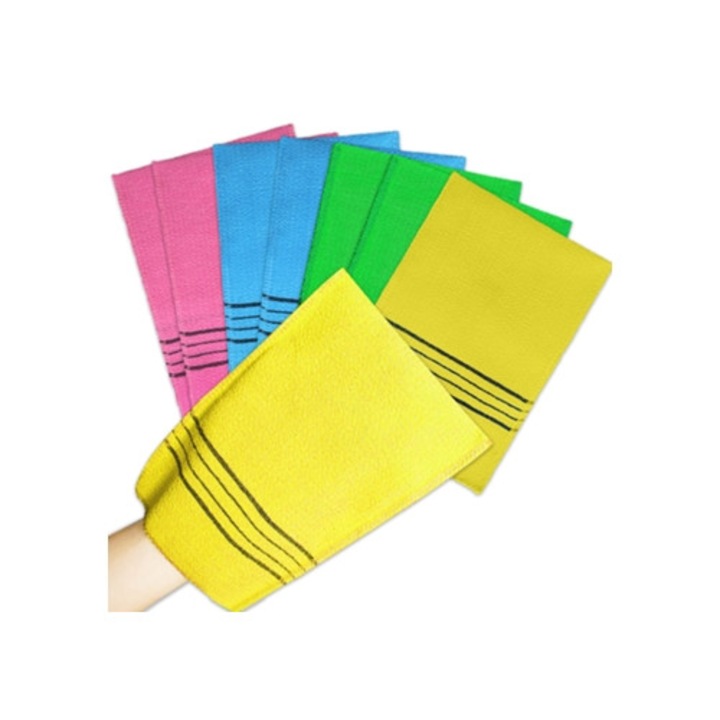 Koreai hámlasztó fürdőpamacsok, szett, texturált, mélytisztításhoz, többszínű