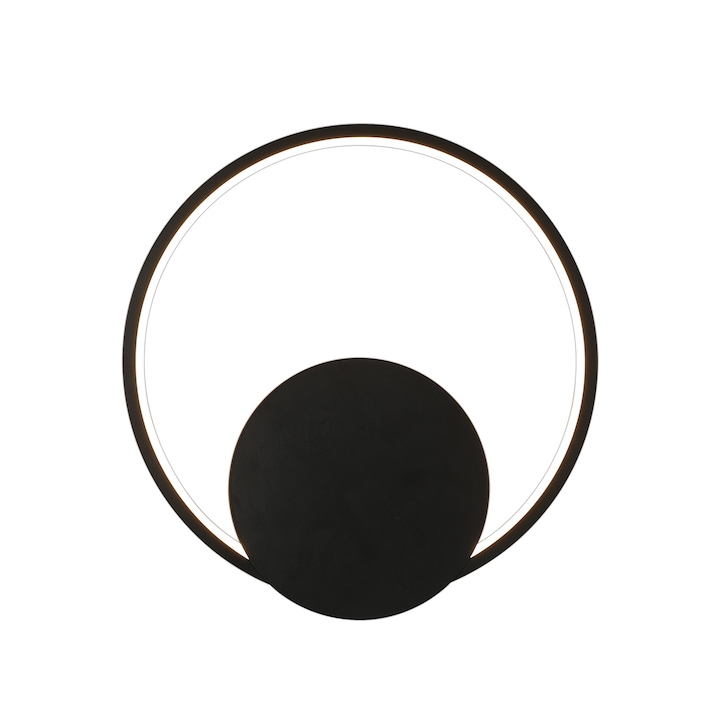 Goeco LED fali lámpa, fekete, kerek, Ø31cm, 18W, meleg fény 3000K, 220V, hálószobába, nappaliba, folyosóra, lépcsőre