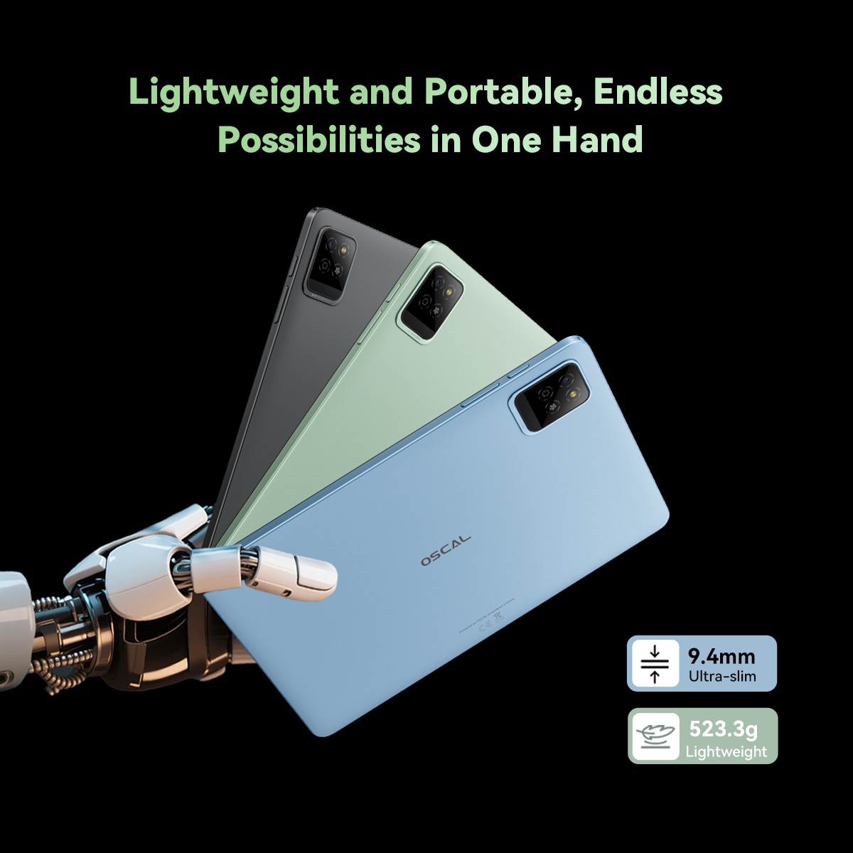 Tableta Oscal Pad 30 WiFi, 10.1 Inch, Android 15 Tablets, 12GB RAM+64GB ROM(2TB Expand), Octa-Core, UMS312 (T310), 2K 800x1280, 8MP+5MP Dual Camera, 6600mAh, 2.4G/5G WiFi, GPS, Albastru