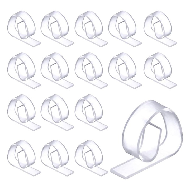 Комплект от 24 прозрачни щипки за покривка, Axroad Mall, триъгълен дизайн, пластмаса, 4.6x3.5x1.2см