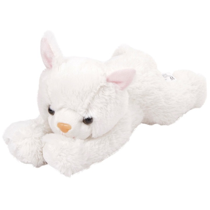 Pisicuta de plus orizontala, Nincs, alb, 25 cm, cu urechi roz