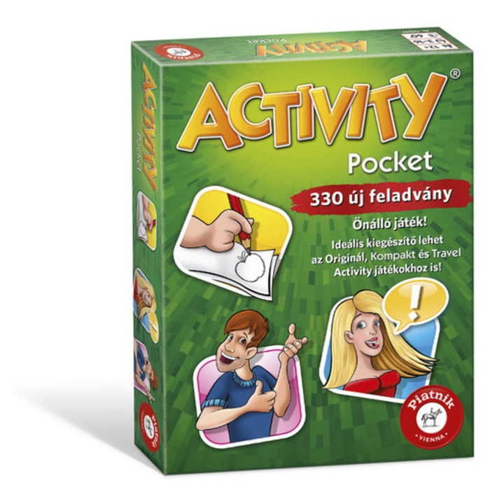 Joc de societate Piatnik Activity Pocket, in limba maghiara, 3-16 jucători, 10x13x2,5cm