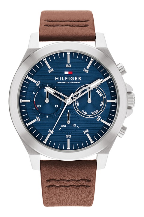 Tommy Hilfiger, Часовник с кожена каишка, Сребрист, Фанго