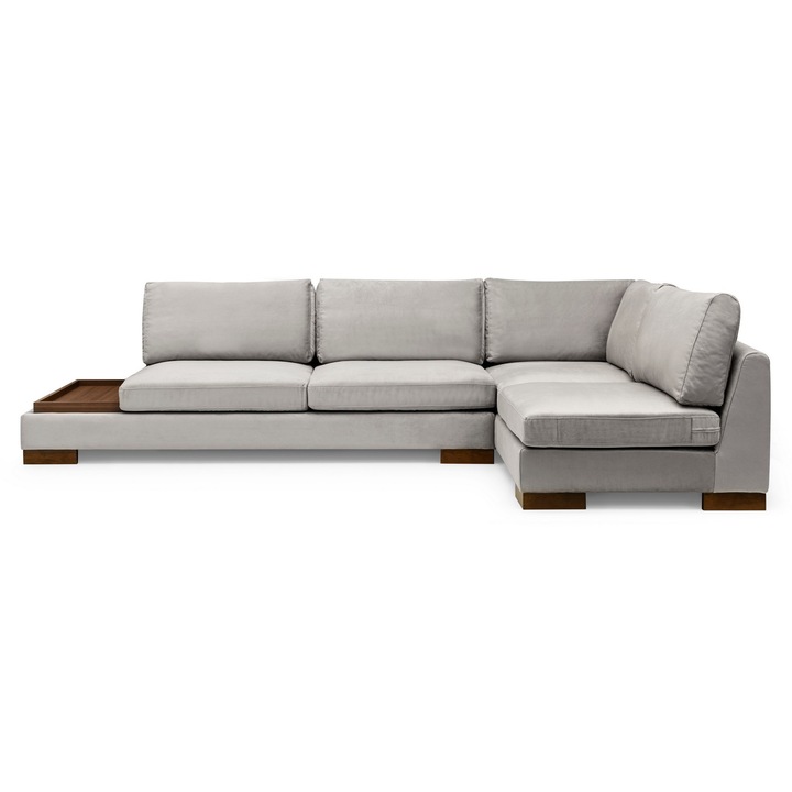 Canapea coltar, Atelier Del Sofa 4401, 2 perne incluse, gri deschis, 313x193cm