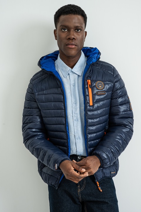 Geographical Norway, Geaca cu buzunare cu fermoar Briout, Portocaliu mandarina/Bleumarin