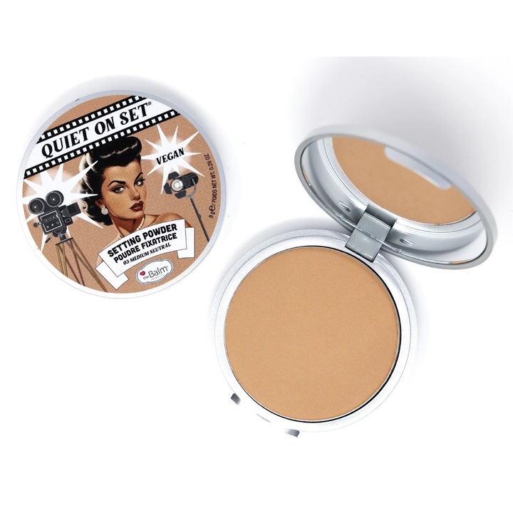 Pudră de fixare mată The Balm Quiet on Set, 03 Medium Neutral, 8 g