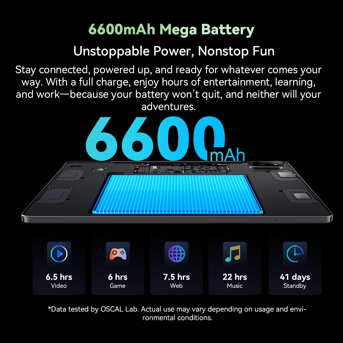 Tableta Oscal Pad 30 WiFi, 10.1 Inch, Android 15 Tablets, 12GB RAM+64GB ROM(2TB Expand), Octa-Core, UMS312 (T310), 2K 800x1280, 8MP+5MP Dual Camera, 6600mAh, 2.4G/5G WiFi, GPS, Albastru