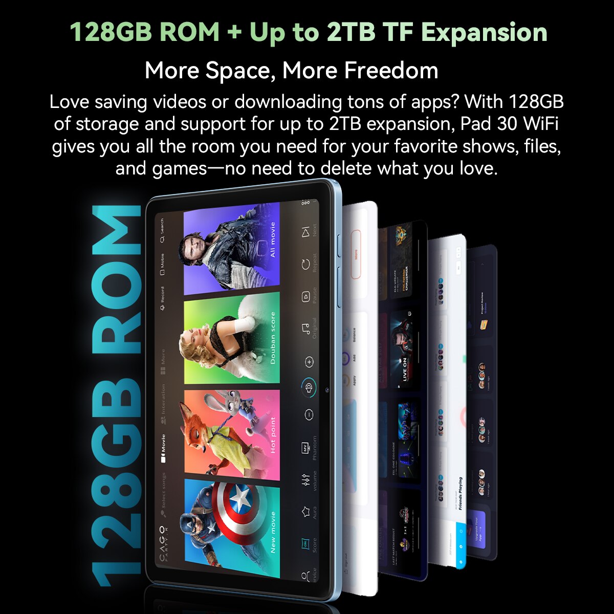 Tableta Oscal Pad 30 WiFi, 10.1 Inch, Android 15 Tablets, 12GB RAM+64GB ROM(2TB Expand), Octa-Core, UMS312 (T310), 2K 800x1280, 8MP+5MP Dual Camera, 6600mAh, 2.4G/5G WiFi, GPS, Albastru