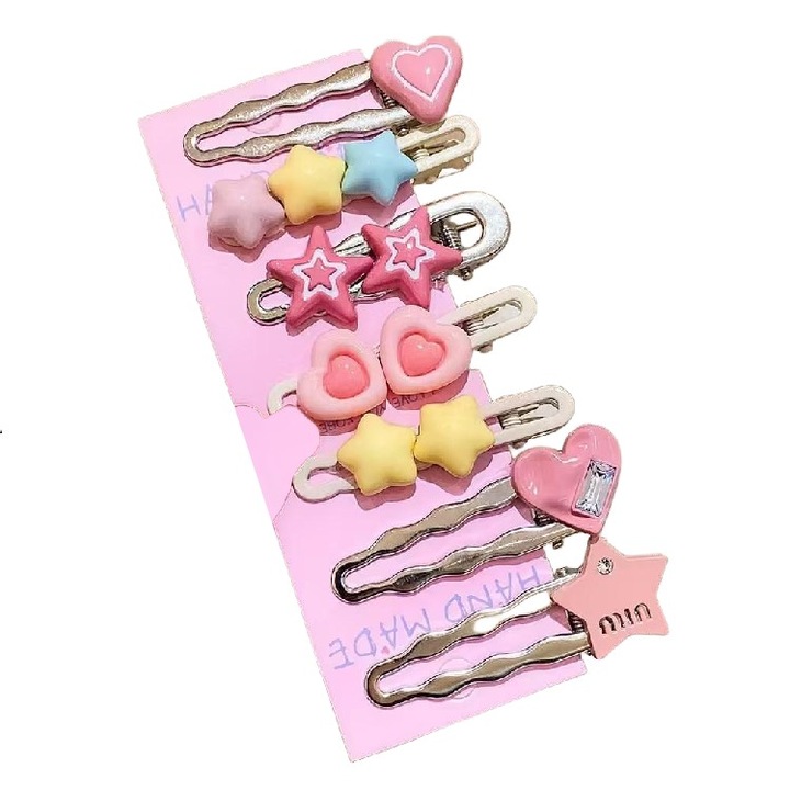 7 db fém hajcsat készlet, rózsaszín, nőknek és gyerekeknek