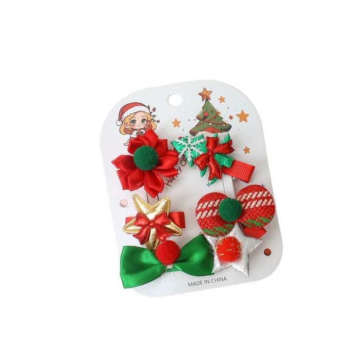 6 db hajcsat készlet, karácsonyi modell, többszínű