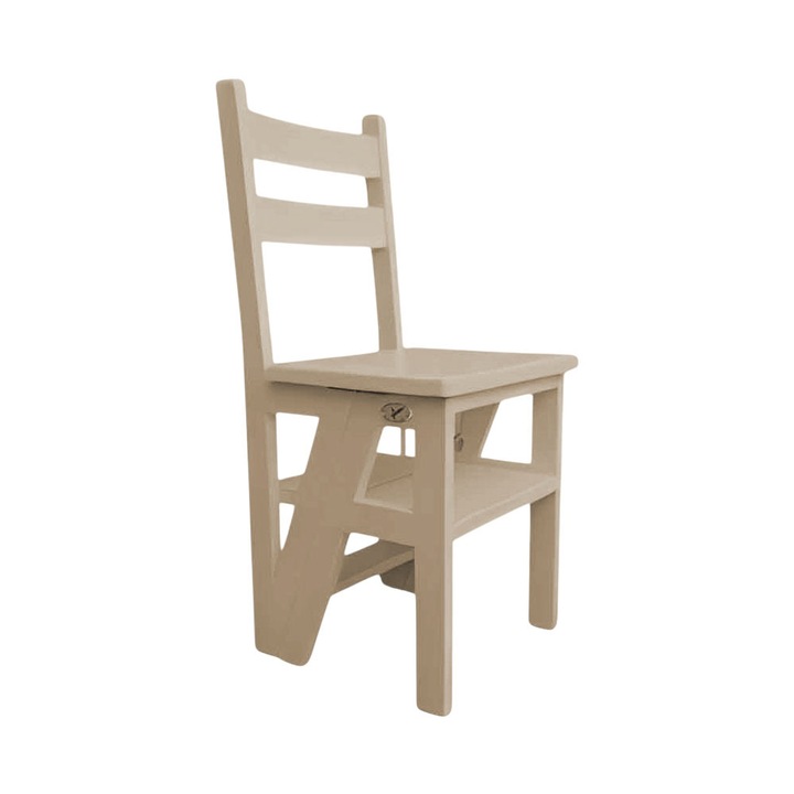 Scaun si Scara, 2 in 1, Duplex, Lemn Masiv, Step Up, Transilvan, 90x42 cm, Cappuccino