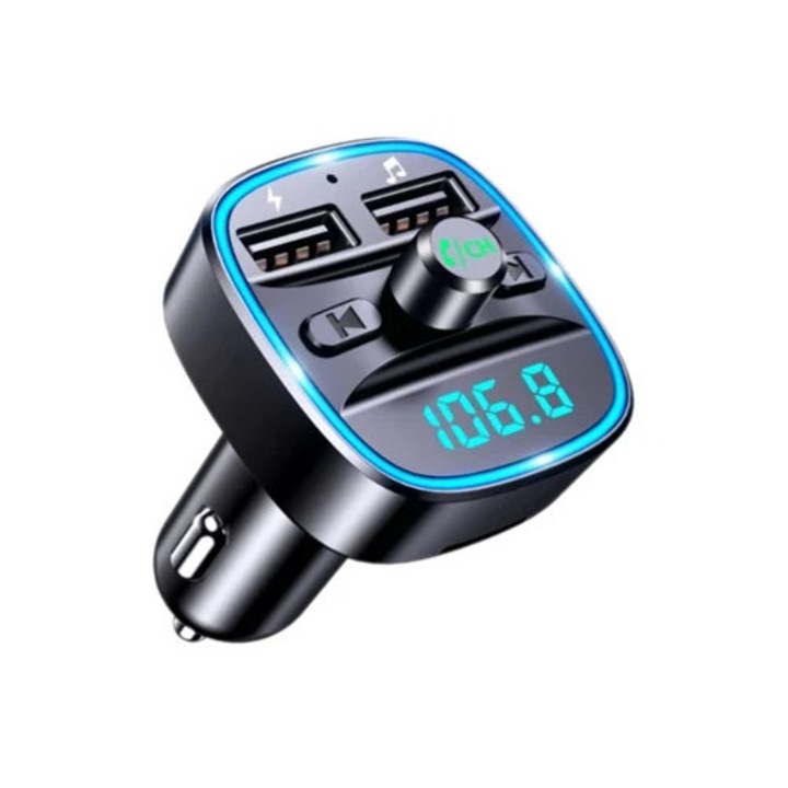 FM Bluetooth предавател за кола, адаптер, двойни USB портове, 5V 2.4A, 1A