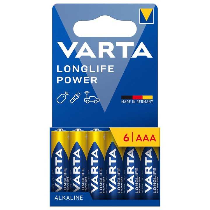 VARTA Longlife Power, 6 db AAA alkáli elem, LR03, 1.5V