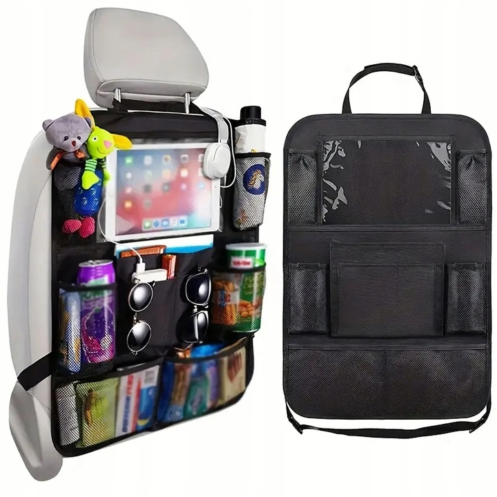 Organizator Auto, kanza, Piele Ecologica, Impermeabil, 10 Buzunare