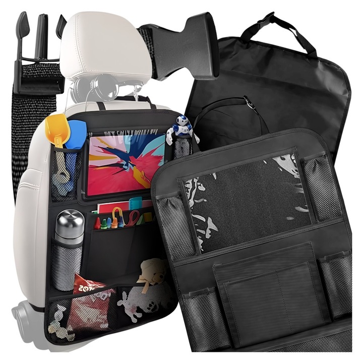 Set organizatoare auto, Kanza, piele ecologică impermeabilă, 20 buzunare, montaj ușor