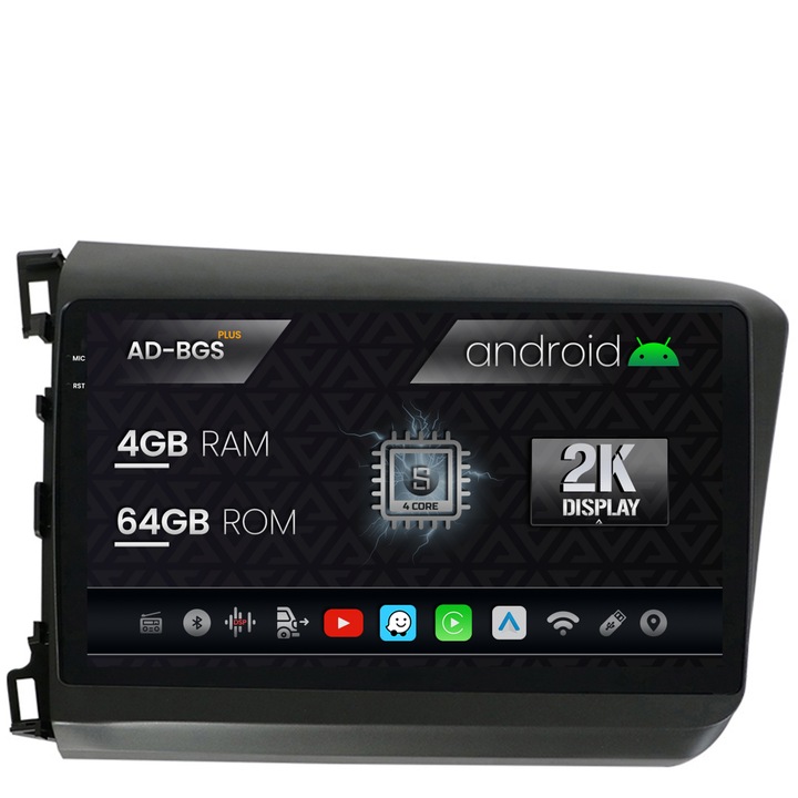 Navigatie Autodrop 2K Honda Civic (2012-2015), Android OS, S-Quadcore, 4GB RAM, 64GB ROM, 9.5 Inch - AD-BGS90042K, AD-BGRKIT007