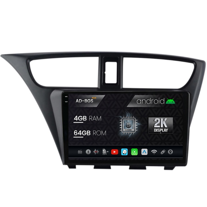 Navigatie Autodrop 2K Honda Civic Hatchback (2012-2015), Android OS, S-Quadcore, 4GB RAM, 64GB ROM, 9.5 Inch - AD-BGS90042K, AD-BGRKIT019