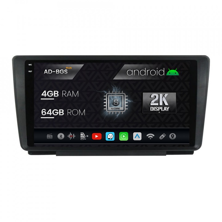 Navigatie Autodrop 2K Skoda Octavia 2, Android OS, S-Quadcore, 4GB RAM, 64GB ROM, 9.5 Inch - AD-BGS90042K, AD-BGRKIT038