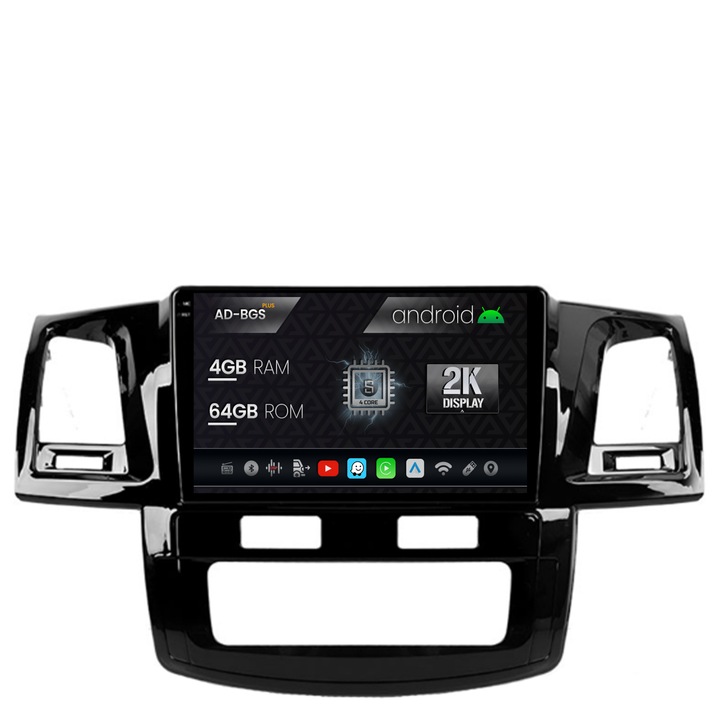 Navigatie Autodrop 2K Toyota Hilux (2008-2014), Android OS, S-Quadcore, 4GB RAM, 64GB ROM, 9.5 Inch - AD-BGS90042K, AD-BGRKIT081