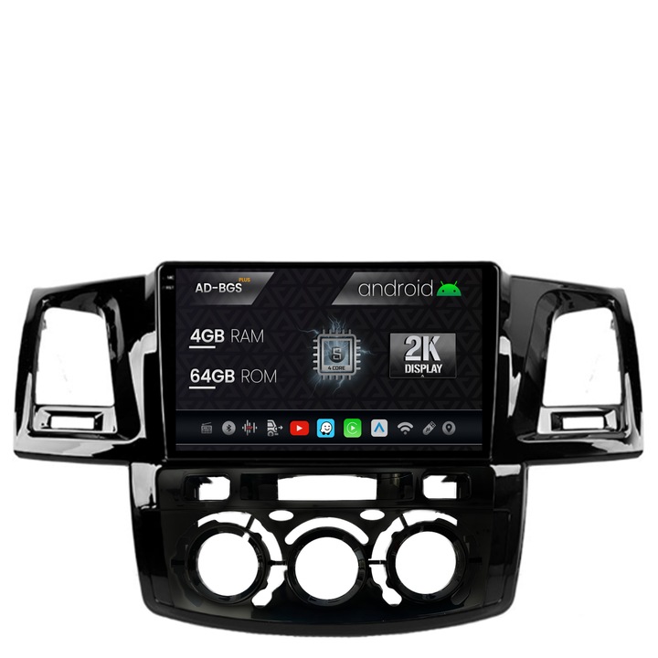 Navigatie Autodrop 2K Toyota Hilux (2008-2014) Clima Manuala, Android OS, S-Quadcore, 4GB RAM, 64GB ROM, 9.5 Inch - AD-BGS90042K, AD-BGRKIT082