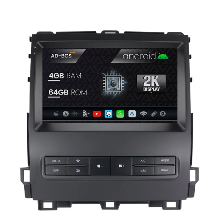 Navigatie Autodrop 2K Toyota Prado J120 (2002 - 2010), Android OS, S-Quadcore, 4GB RAM, 64GB ROM, 9.5 Inch - AD-BGS90042K, AD-BGRKIT083V2