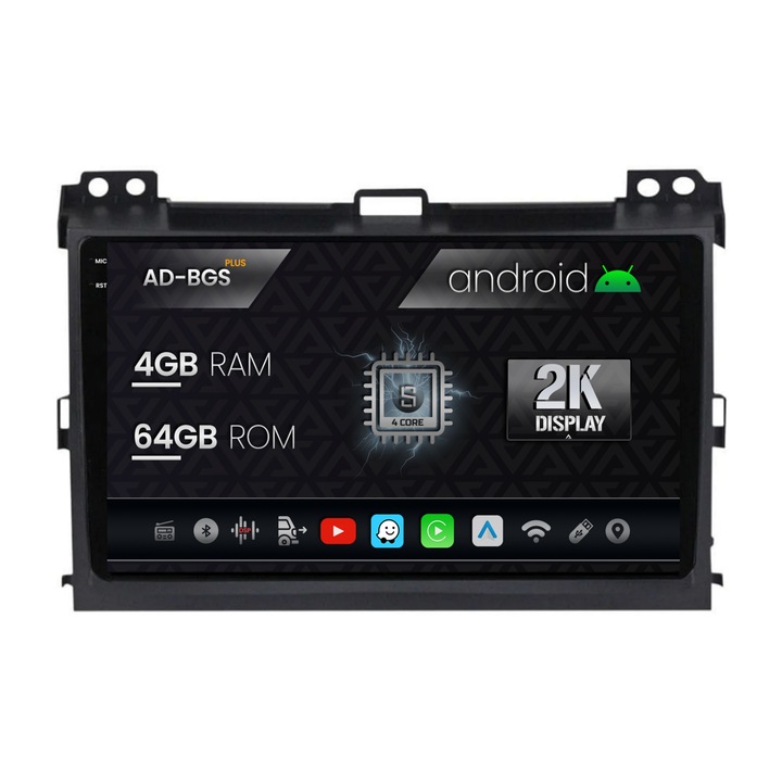 Navigatie Autodrop 2K Toyota Prado J120 (2002 - 2010), Android OS, S-Quadcore, 4GB RAM, 64GB ROM, 9.5 Inch - AD-BGS90042K, AD-BGRKIT083