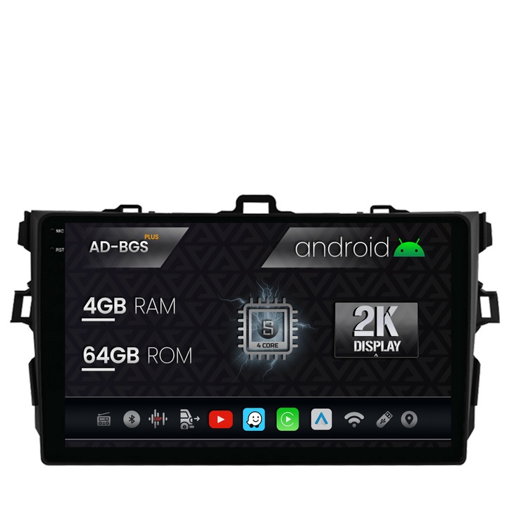 Navigatie Autodrop 2K Toyota Corolla (2007-2013), Android OS, S-Quadcore, 4GB RAM, 64GB ROM, 9.5 Inch - AD-BGS90042K, AD-BGRKIT091