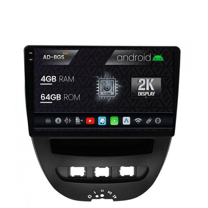 Navigatie Autodrop 2K Toyota AYGO, Citroen C1 (2005-2014), Android OS, S-Quadcore, 4GB RAM, 64GB ROM, 10.36 Inch - AD-BGS90042K, AD-BGRKIT099