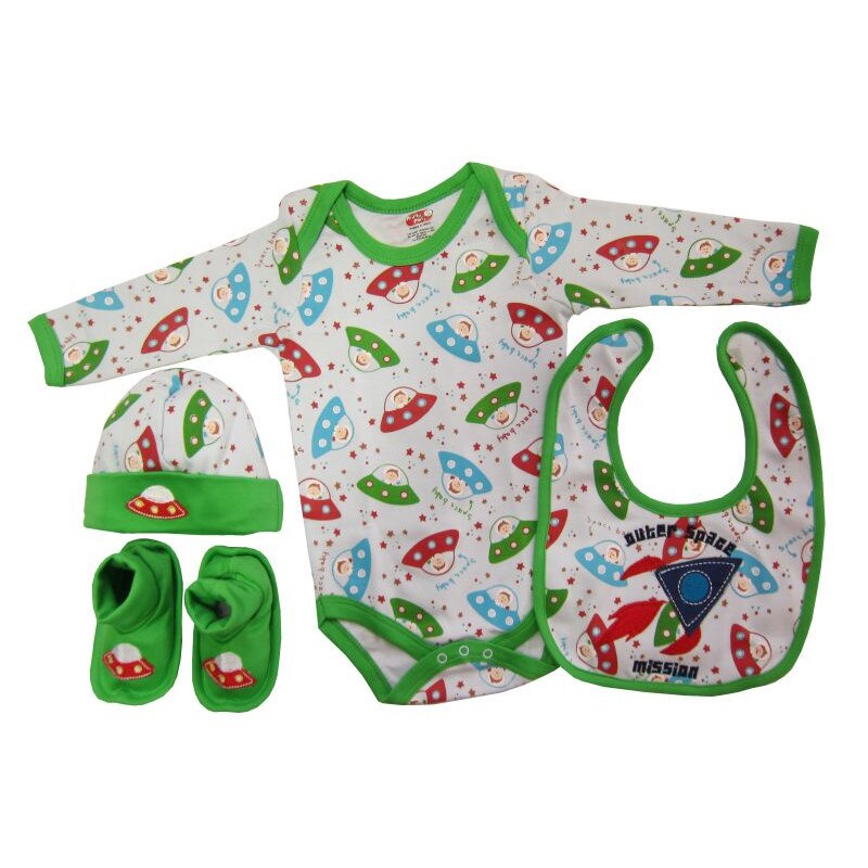 Set cadou bebe 4 piese, PP14534ML, verde, Primii Pasi, 52 - 62 cm