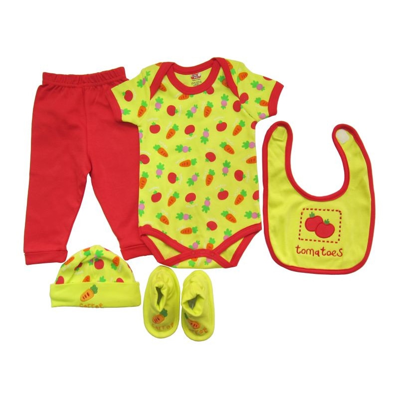 Set cadou bebe 5 piese, galben, Primii Pasi, 0-6L