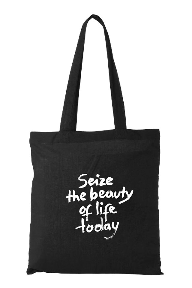 Sacosa tote bag negru VAMA - My story's open