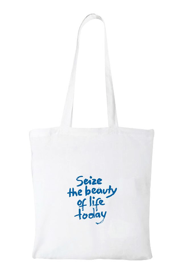 Sacosa tote bag alb VAMA - Seize the beauty