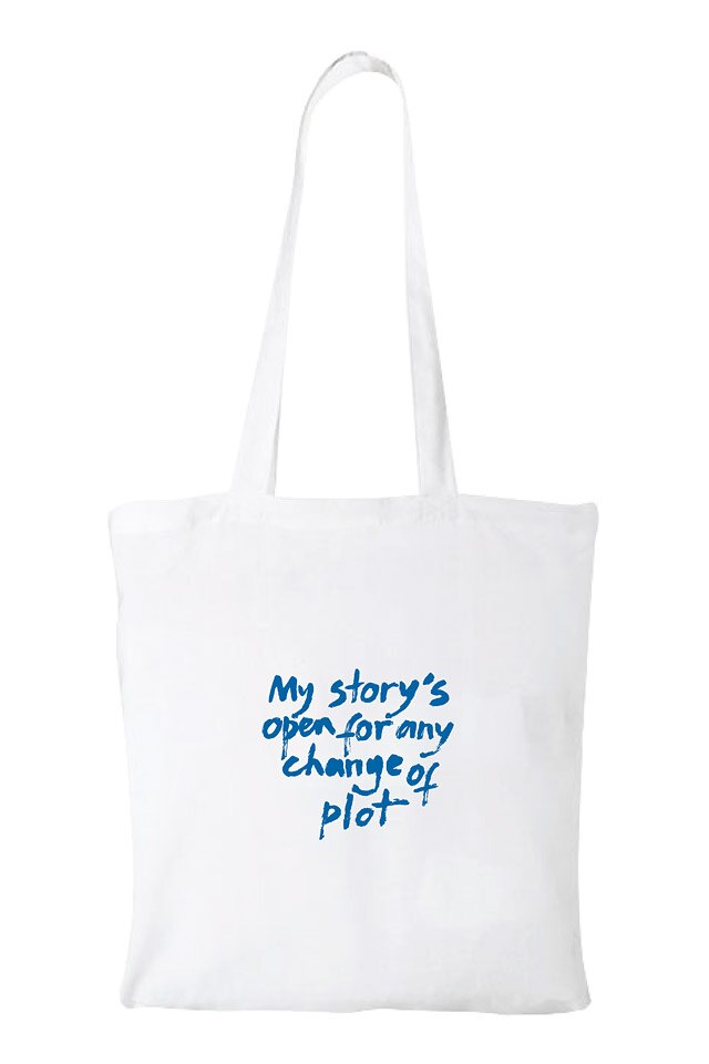 Sacosa tote bag alb VAMA - My story's open