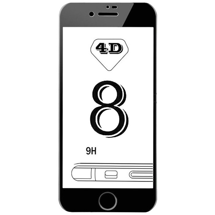 Folie sticla Kabelwelt 4D Full body Black pentru Apple iPhone 8 Plus