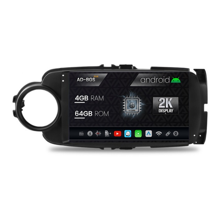 Navigatie Autodrop 2K Toyota Yaris (2010-2018), Android OS, S-Quadcore, 4GB RAM, 64GB ROM, 9.5 Inch - AD-BGS90042K, AD-BGRKIT104B