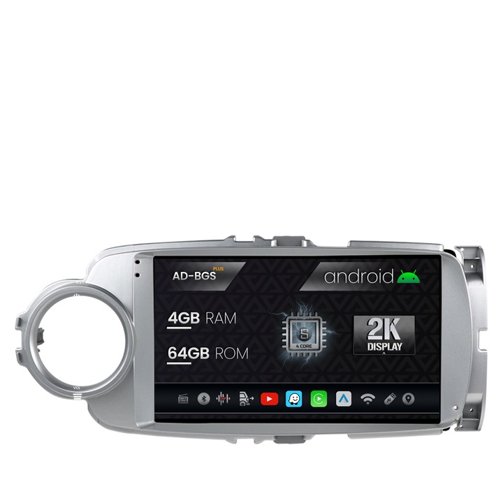 Navigatie Autodrop 2K Toyota Yaris (2010-2018), Android OS, S-Quadcore, 4GB RAM, 64GB ROM, 9.5 Inch - AD-BGS90042K, AD-BGRKIT104