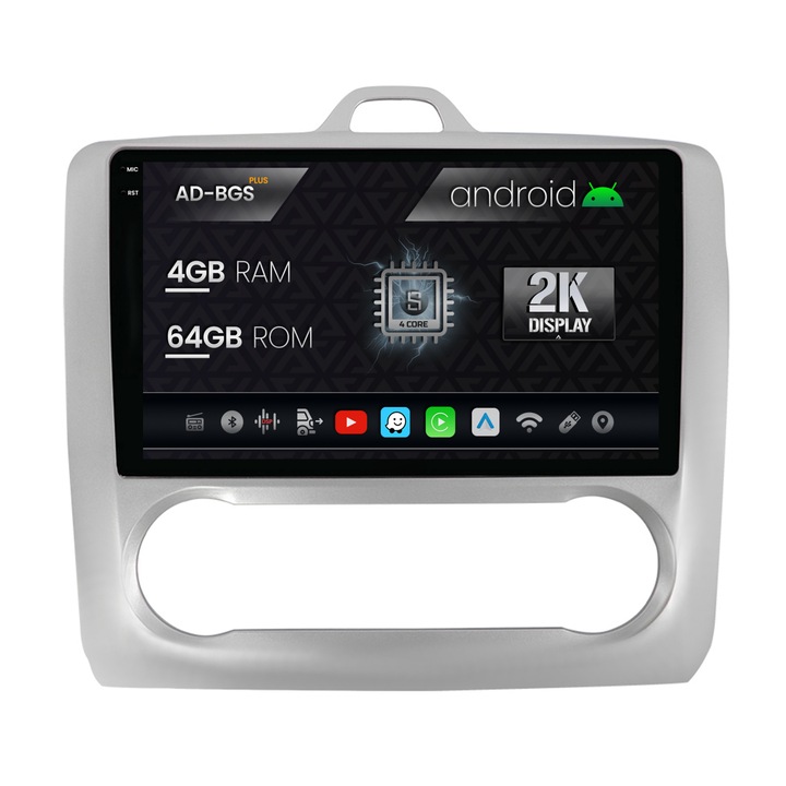 Navigatie Autodrop 2K Ford Focus MK2 (2004-2011), Clima Automata, Android OS, S-Quadcore, 4GB RAM, 64GB ROM, 9.5 Inch - AD-BGS90042K, AD-BGRKIT117