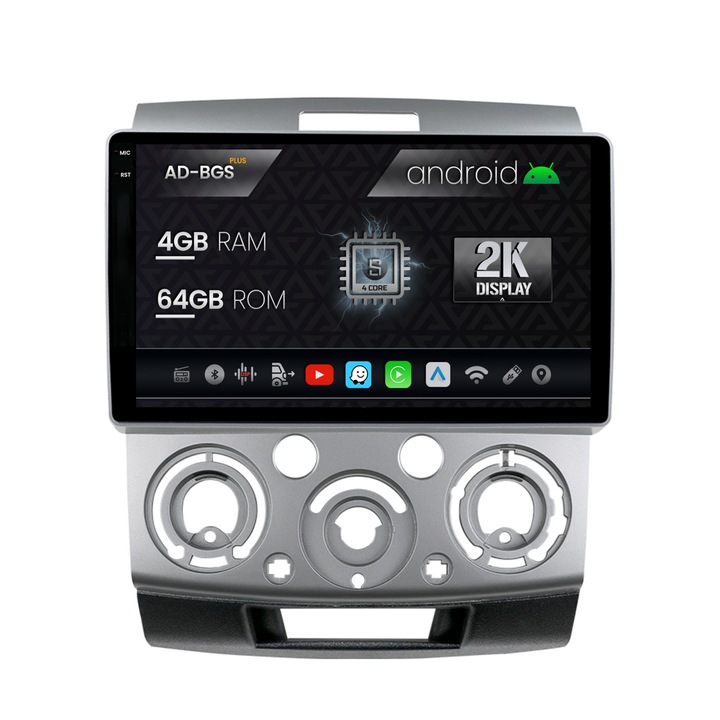 Navigatie Autodrop 2K Ford Ranger, Mazda BT50 (2007-2012), Android OS, S-Quadcore, 4GB RAM, 64GB ROM, 9.5 Inch - AD-BGS90042K, AD-BGRKIT136