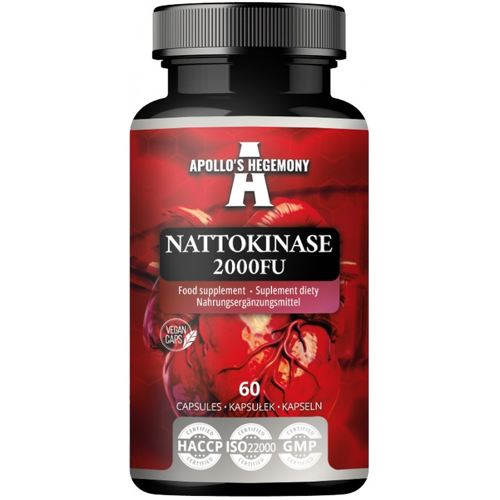 Supliment alimentar – Nattokinaza 100 mg (2000 FU) – 60 capsule vegane – 60 portii – Apollo’s Hegemony