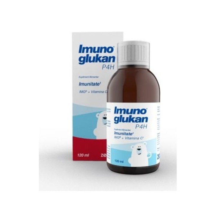 Imunoglukan supliment alimentar cu Vitamina C pentru sistemul imunitar, sirop 120ml