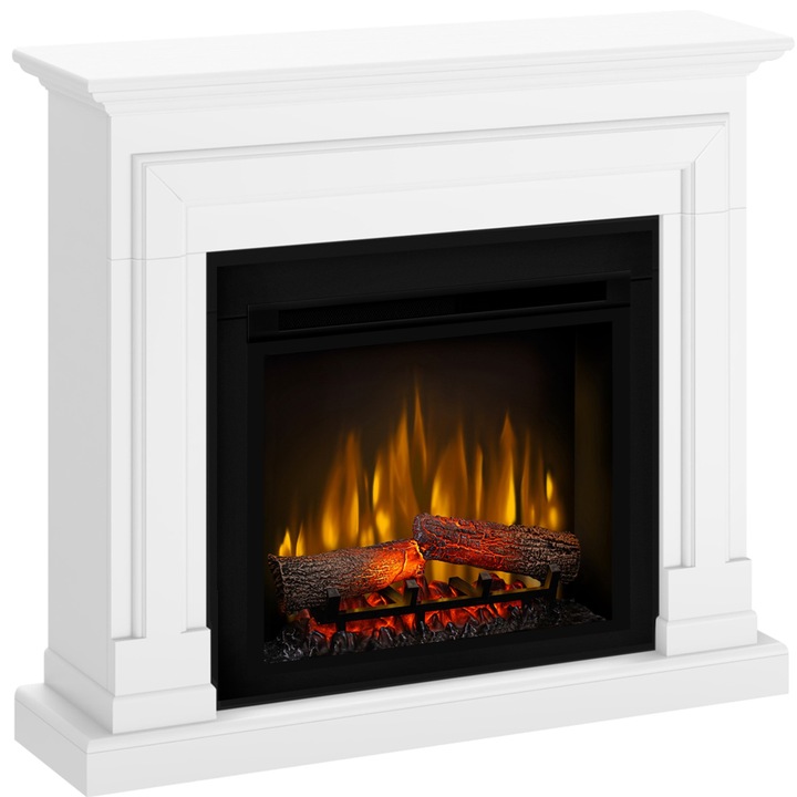 Semineu electric Barcelona Alb cu focar electric 3D Dimplex Optiflame XHD23 si sunet