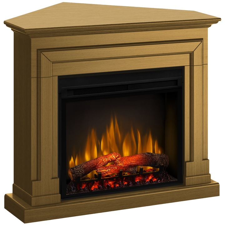 Semineu electric Barcelona Drept/Colt Stejar cu focar electric 3D Dimplex Optiflame XHD28 si sunet
