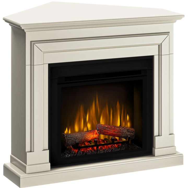 Semineu electric Barcelona Drept/Colt Antichizat cu focar electric 3D Dimplex Optiflame XHD23 si sunet