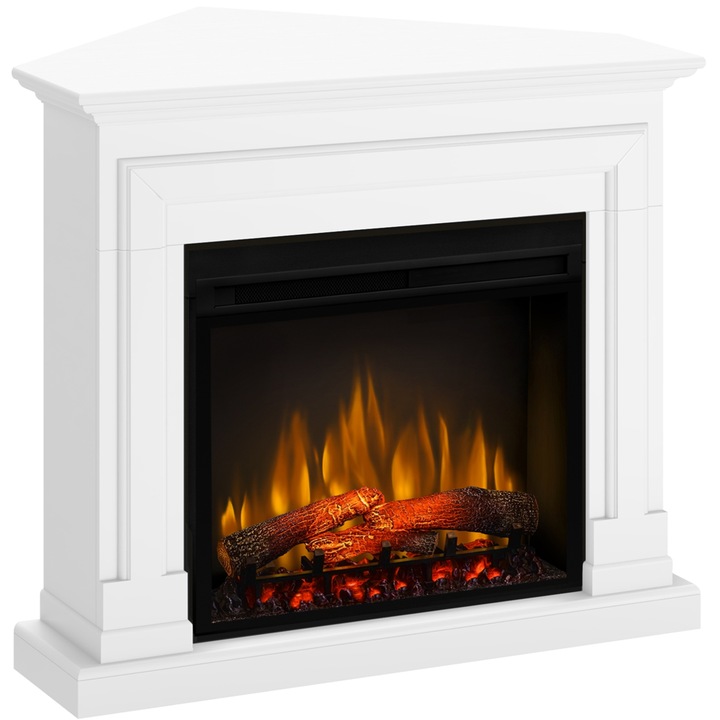 Semineu electric Barcelona Drept/Colt Alb cu focar electric 3D Dimplex Optiflame XHD28 si sunet