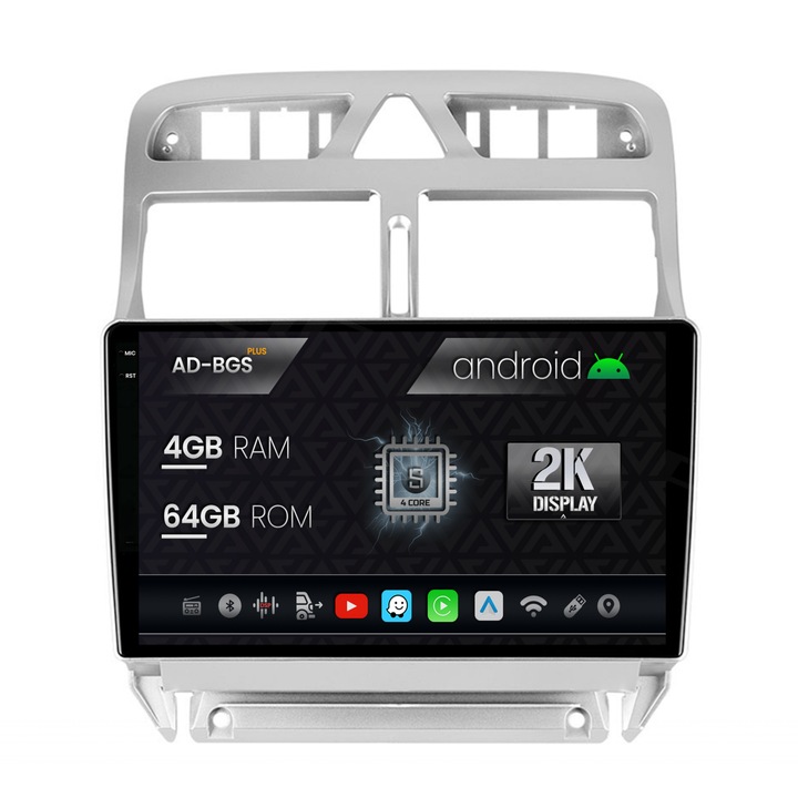 Navigatie Autodrop 2K Peugeot 307, Android OS, S-Quadcore, 4GB RAM, 64GB ROM, 9.5 Inch - AD-BGS90042K, AD-BGRKIT266