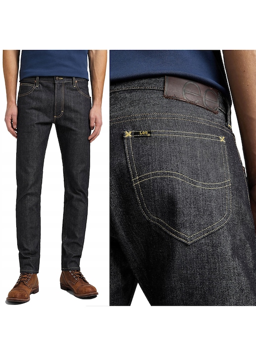 Blugi Lee 101 S Slim albastru marin, Albastru