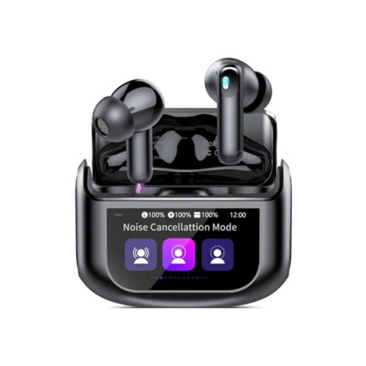 Bluetooth 5.4 vezeték nélküli fejhallgató multifunkciós érintőképernyővel és 5 EQ móddal, 48 óra lejátszási idővel, sztereó basszussal, Can