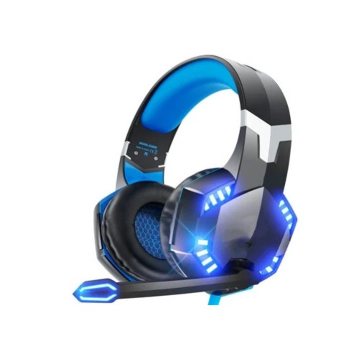 Gamer Headset PS5 PS4 PC Xbox One Térhatású hangzású fülre helyezhető fejhallgató mikrofonnal LED lámpával Mac Laptop Switch Playstation Xbox CHRONUS